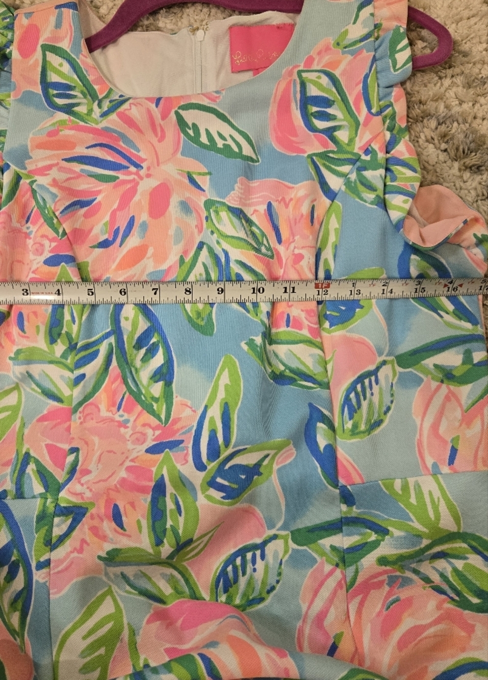 Lilly Pulitzer Carmelisa Shift Dress Totally Blossom Ruffle Sleeveless Size 12 - Picture 7 of 9
